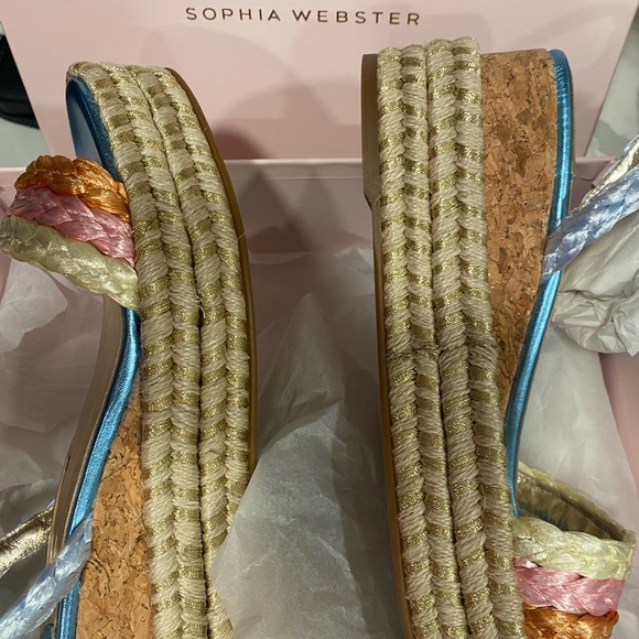 Sophia Webster Wedges Heels Ines Espadrille Metallic Cork Shoes 8 - Picture 9 of 12